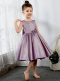 Satin Kids Dresses Girls Princess Cute Dresses Sleeveless Birthday Dress Children's Occasion Wear Party Dresses - dressblee
