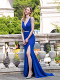 Mermaid / Column Elegant Fashion Formal Evening Dresses Spaghetti Strap Sleeveless with Slit Floor Length