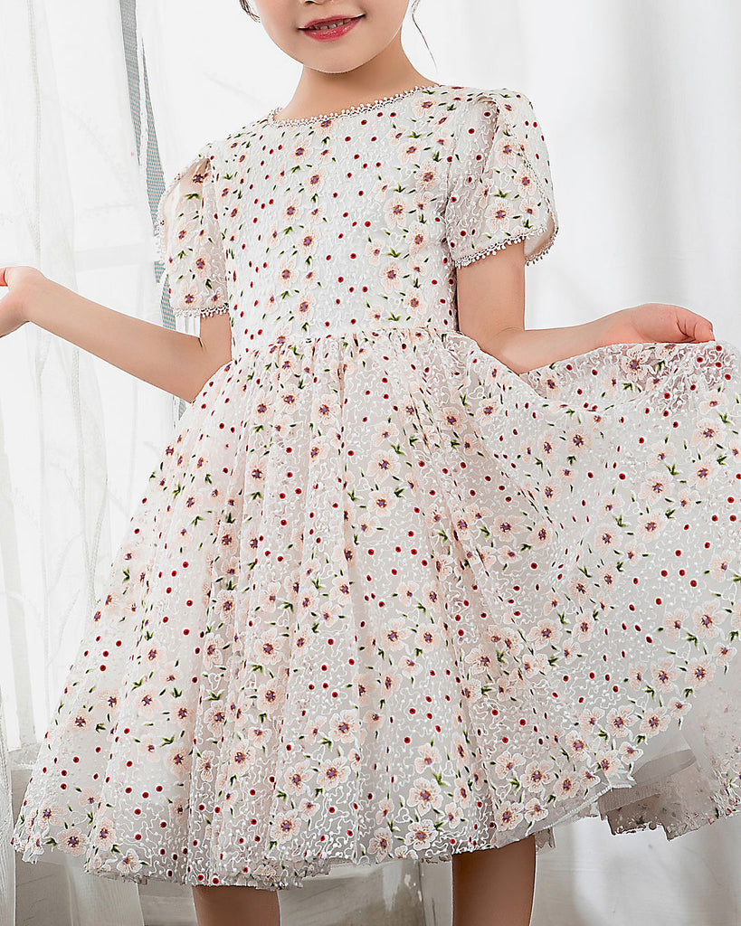 Kids Dress Girls Princess Cute Dresses Short Sleeves Birthday Dress Party Dresses - dressblee