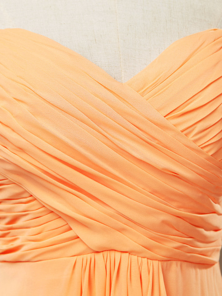 A-line Strapless Sweetheart Floor Length Chiffon Bridesmaid Dress