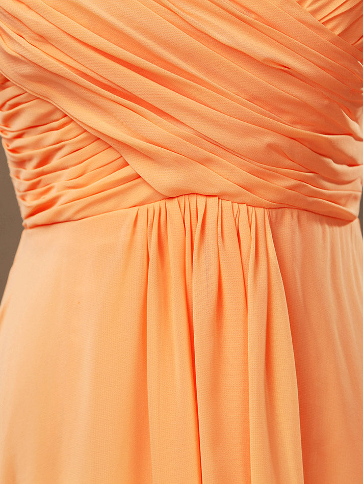 A-line Strapless Sweetheart Floor Length Chiffon Bridesmaid Dress