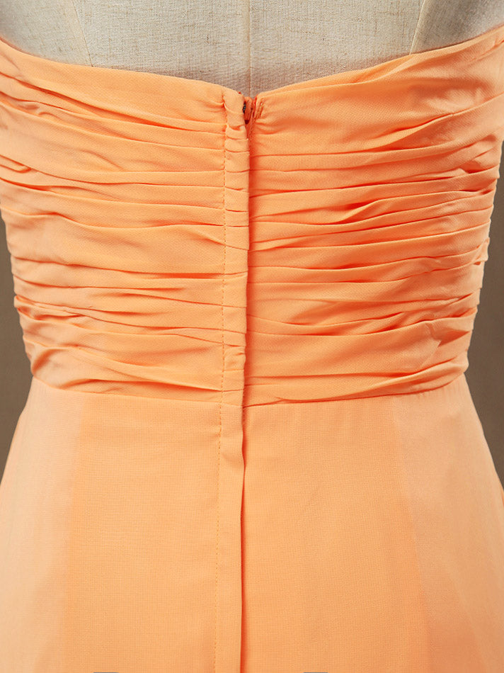 A-line Strapless Sweetheart Floor Length Chiffon Bridesmaid Dress