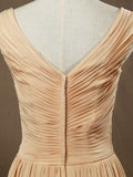 A-Line/Princess V-neck Floor-Length Chiffon Bridesmaid Dress