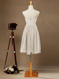 Convertible Knee Length Chiffon Bridesmaid Dress A-line One Shoulder Halter-neck Strapless Sweetheart