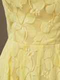 Sheath / Column Bateau Neck Tea Length Lace Bridesmaid Dress