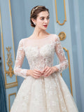 A-line Tulle Lace Applique Beaded Wedding Dresses Long Sleeveless Floor Length