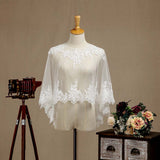 Women's Wrap Shrugs Shawls Tulle Wedding Party Appliques Flower Lace Wedding Capelets