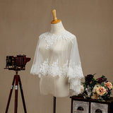 Women's Wrap Shrugs Shawls Tulle Wedding Party Appliques Flower Lace Wedding Capelets - dressblee