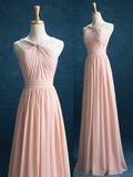 Chiffon Bridesmaid Dress A-Line Princess Double Straps Halter-neck Floor-length