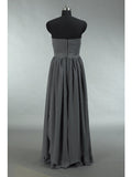 Convertible Dark Grey Chiffon Bridesmaid Dress A-line One Shoulder Halter-neck Strapless Sweetheart