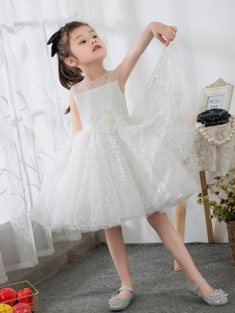Illusion Sweetheart Neckline Flower Girl First Communion Dress Celesti –  Sparkly Gowns