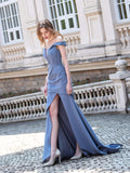 Mermaid Beaded Split Sexy Fashion Formal Evening Dresses Sleeveless Floor Length
