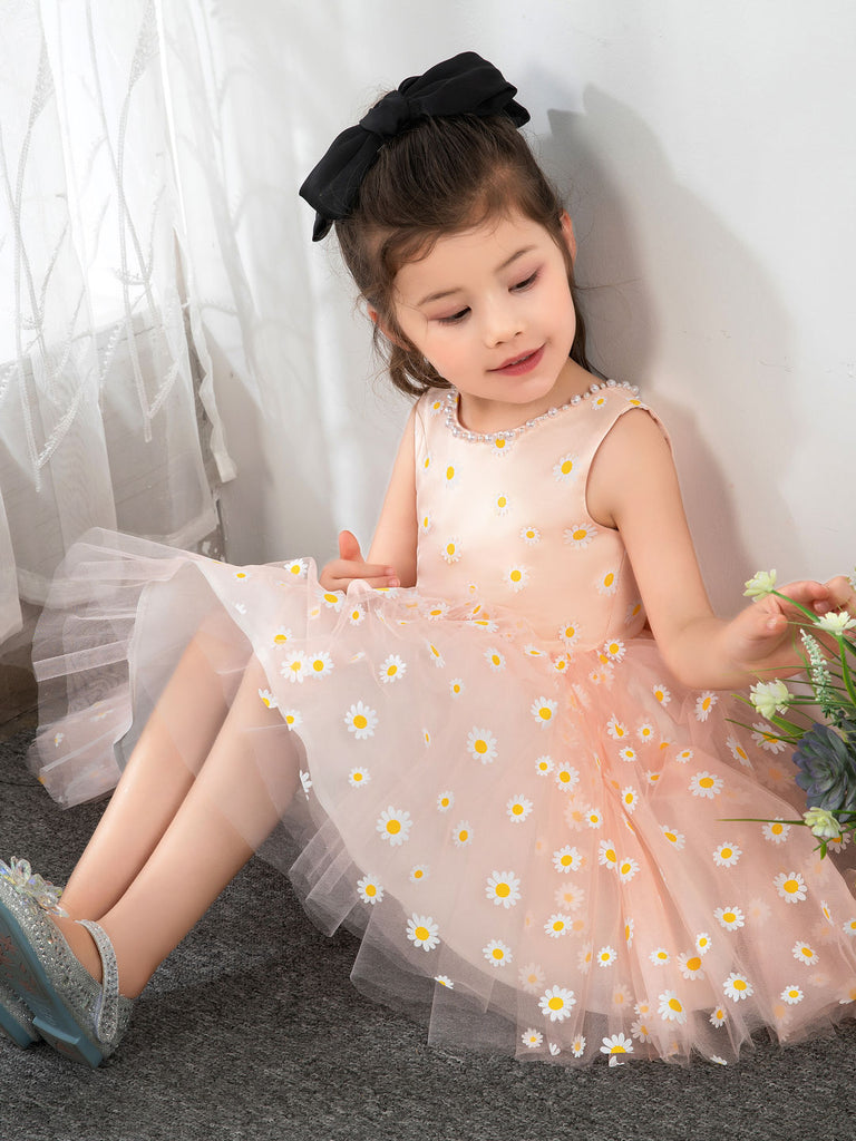 Kids Little Daisy Flower Girls' Princess Cute Dresses  Children's Occasion Wear Party Dresses Birthday Dress - dressblee