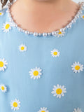 Kids Little Blue Daisy Flower Girls' Princess Cute Dresses  Children's Occasion Wear Party Dresses Birthday Dress - dressblee