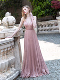 A-Line V-neck Luxurious Fashion Formal Evening Dresses Spaghetti Strap Sleeveless Floor Length