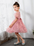 Kids Princess Cute Dresses Short Sleeves Birthday Dress Children's Occasion Wear Party Dresses Flower Girl Dresses - dressblee
