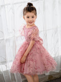 Kids Princess Cute Dresses Short Sleeves Birthday Dress Children's Occasion Wear Party Dresses Flower Girl Dresses - dressblee