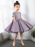 Satin Kids Princess Cute Dresses Short Sleeves Birthday Dress Children's Occasion Wear Party Dresses Flower Girl Dresses - dressblee