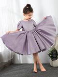 Satin Kids Princess Cute Dresses Short Sleeves Birthday Dress Children's Occasion Wear Party Dresses Flower Girl Dresses - dressblee