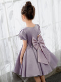 Satin Kids Princess Cute Dresses Short Sleeves Birthday Dress Children's Occasion Wear Party Dresses Flower Girl Dresses - dressblee