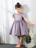 Satin Kids Princess Cute Dresses Short Sleeves Birthday Dress Children's Occasion Wear Party Dresses Flower Girl Dresses - dressblee