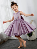 Satin Kids Dresses Girls Princess Cute Dresses Sleeveless Birthday Dress Children's Occasion Wear Party Dresses - dressblee