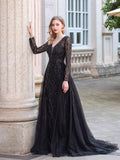 A-line Fashion Luxurious Formal Evening Dresses Long Sleeveless Floor Length