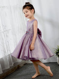 Satin Kids Dresses Girls Princess Cute Dresses Sleeveless Birthday Dress Children's Occasion Wear Party Dresses - dressblee