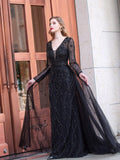 A-line Fashion Luxurious Formal Evening Dresses Long Sleeveless Floor Length