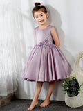 Satin Kids Dresses Girls Princess Cute Dresses Sleeveless Birthday Dress Children's Occasion Wear Party Dresses - dressblee