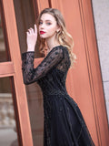 A-line Fashion Luxurious Formal Evening Dresses Long Sleeveless Floor Length
