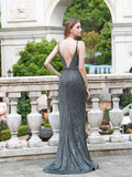 Mermaid / Trumpet Luxurious Formal Evening Dresses Spaghetti Strap Sleeveless Floor Length Prom Dresses