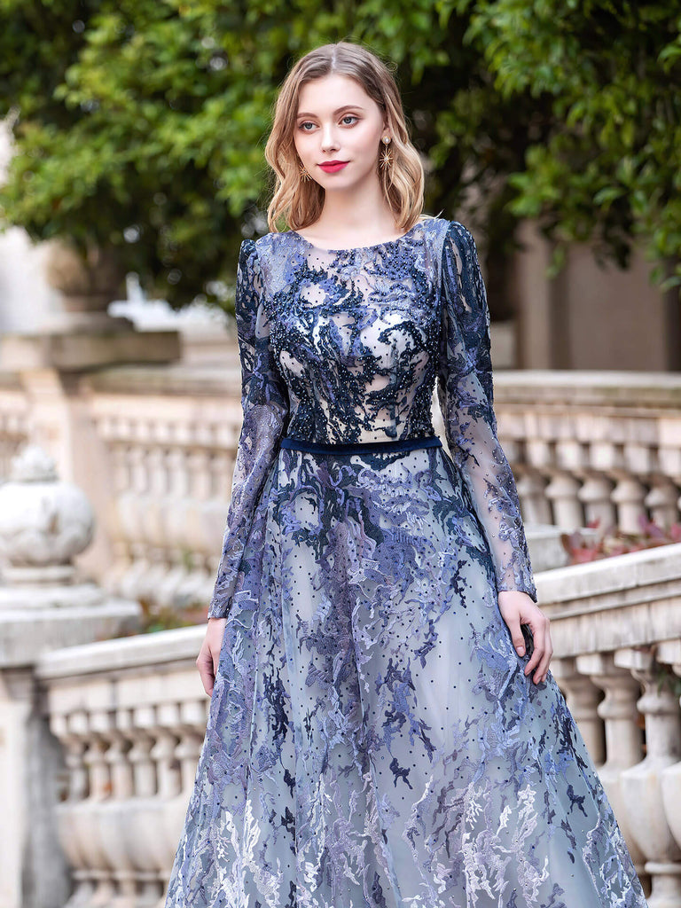 long formal evening dresses A-line Fashion Formal Evening Dresses Long Sleeve Prom Dresses – dressblee