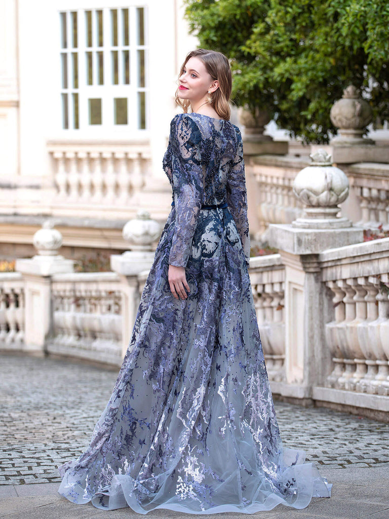formal evening dress long A-line Fashion Formal Evening Dresses Long Sleeve Prom Dresses – dressblee