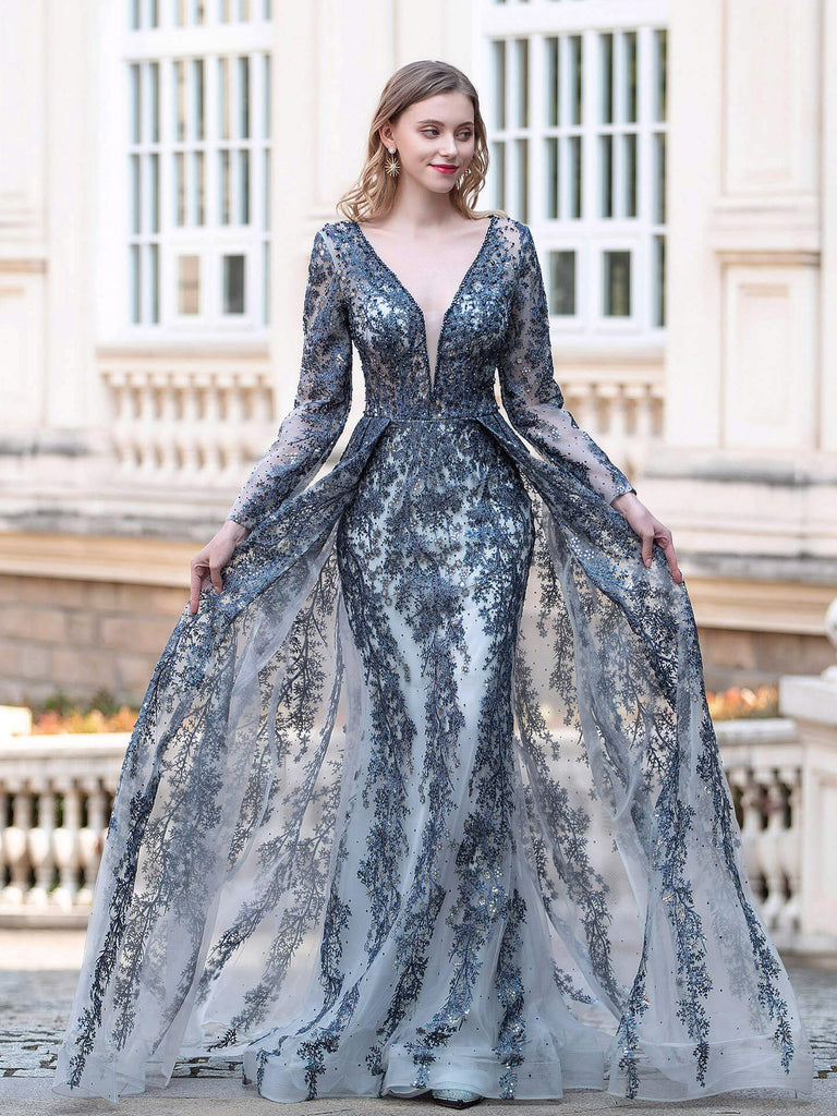 Mermaid Fashion Formal Evening Dresses Long Sleeve Prom Dresses dressblee Mermaid Fashion Formal Evening Dresses Long Sleeve Prom Dresses dressblee