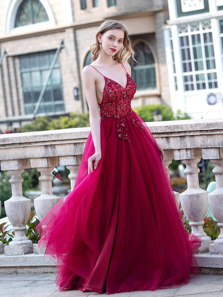 A-line Luxurious Sexy Formal Evening Dress Spaghetti Strap Sleeveless dressblee A-line Luxurious Sexy Formal Evening Dress Spaghetti Strap Sleeveless dressblee
