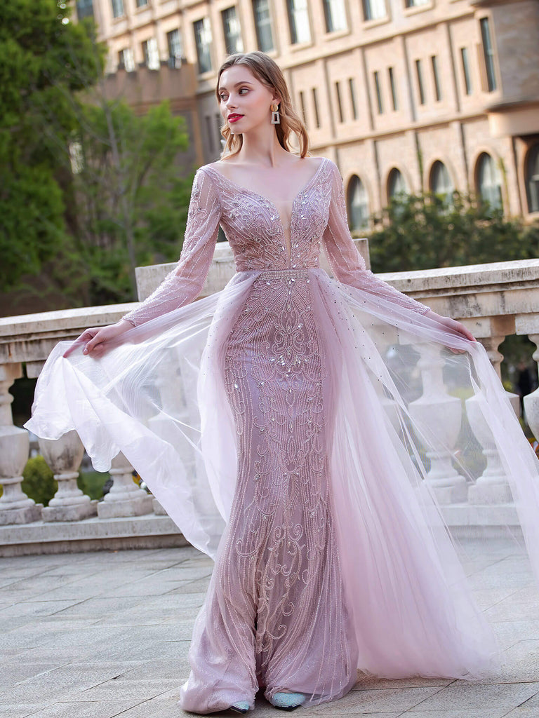 Mermaid Luxurious Fashion Sexy Evening Dress Long Sleeves Prom Dresses dressblee Mermaid Luxurious Fashion Sexy Evening Dress Long Sleeves Prom Dresses dressblee