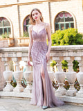 Mermaid / Trumpet Luxurious Sexy Formal Evening Dresses Spaghetti Strap Sleeveless Floor Length Prom Dresses