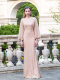 Mermaid / Trumpet Luxurious Fashion Formal Evening Dresses Long Sleeve Floor Length Prom Dresses