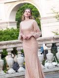 Mermaid / Trumpet Luxurious Fashion Formal Evening Dresses Long Sleeve Floor Length Prom Dresses