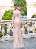Mermaid / Trumpet Luxurious Fashion Formal Evening Dresses Long Sleeve Floor Length Prom Dresses