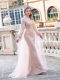 Mermaid / Trumpet Luxurious Fashion Formal Evening Dresses Long Sleeve Floor Length Prom Dresses