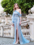 Sheath / Column Fashion Evening Dresses High Split One Shoulder Long Sleeveless Floor Length Prom Dresses