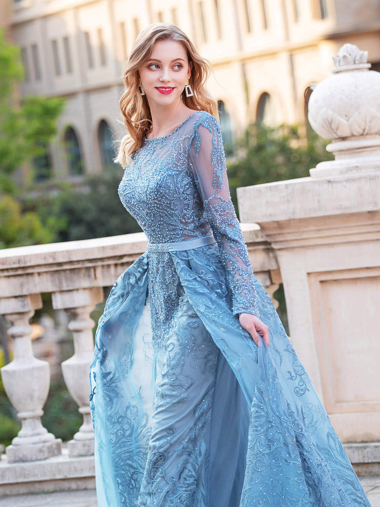Mermaid / Trumpet  Fashion Formal Evening Dresses Long Sleeve Floor Length Prom Dresses