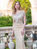 Mermaid Beaded Luxurious Fashion Formal Evening Dresses Sleeveless Floor Length Prom Dresses
