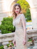 Mermaid Beaded Luxurious Fashion Formal Evening Dresses Sleeveless Floor Length Prom Dresses
