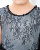 Dark Navy Lace Girls Princess Cute Dresses Birthday Dress Party Dresses Kids Dresses Boutique - dressblee