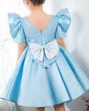 Light Blue Satin Girls Princess Cute Dresses Birthday Dress Party Dresses Kids Dresses Boutique - dressblee
