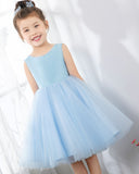 Light Blue Sleeveless Girls Princess Cute Dresses Birthday Dress Party Dresses Kids Dresses - dressblee