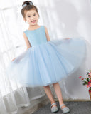 Light Blue Sleeveless Girls Princess Cute Dresses Birthday Dress Party Dresses Kids Dresses - dressblee